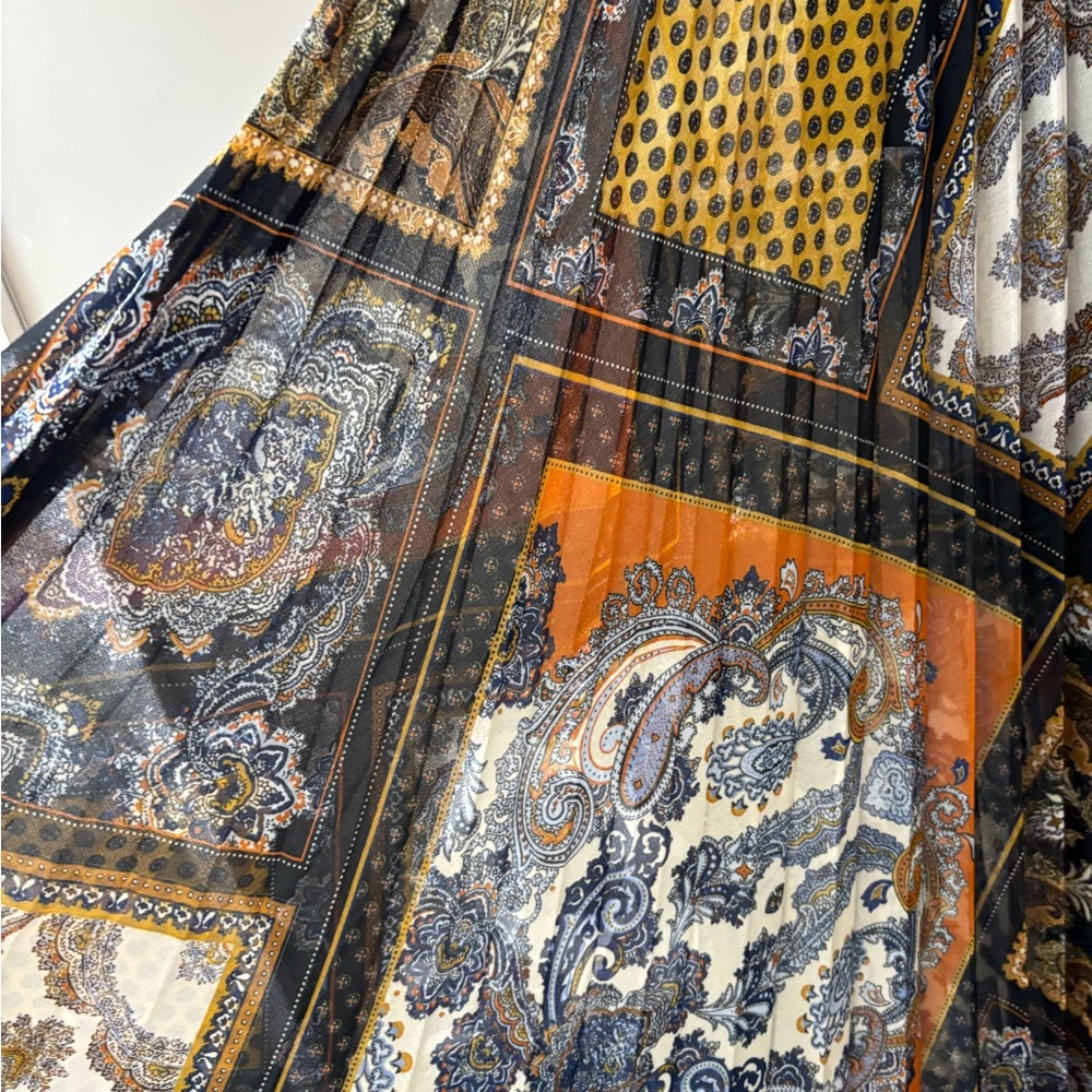 Patchwork Pleated Maxi Skirt. Wrap Design. - image 6